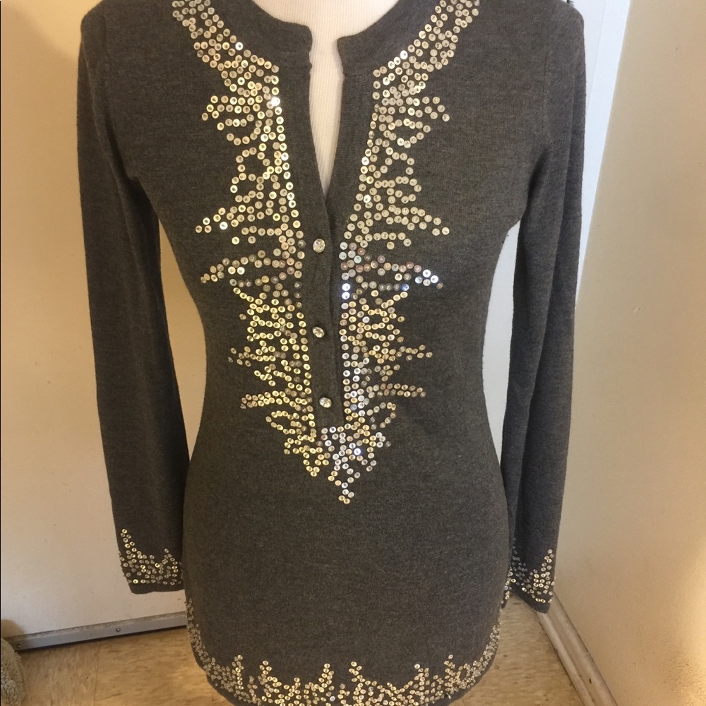 Gray jeweled sweater